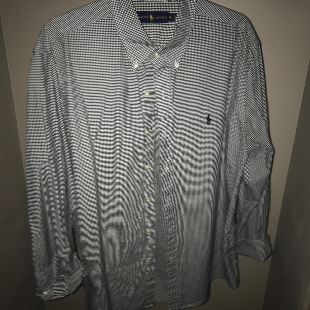 Polo Ralph Lauren XL Grey/White Button Down Shirt
